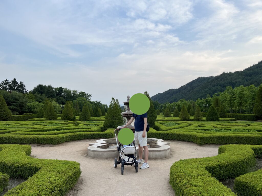 Beautiful French embroidery garden at Kensington Hotel in Pyeongchang